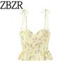 Zbzr Spring New Arrival Women's Clothing Fashion Style Zipper Ornament Flower Print Poplin Camisole 3152115
