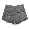 Women High Waist Fraying Edges Ripped Hole Denim Shorts
