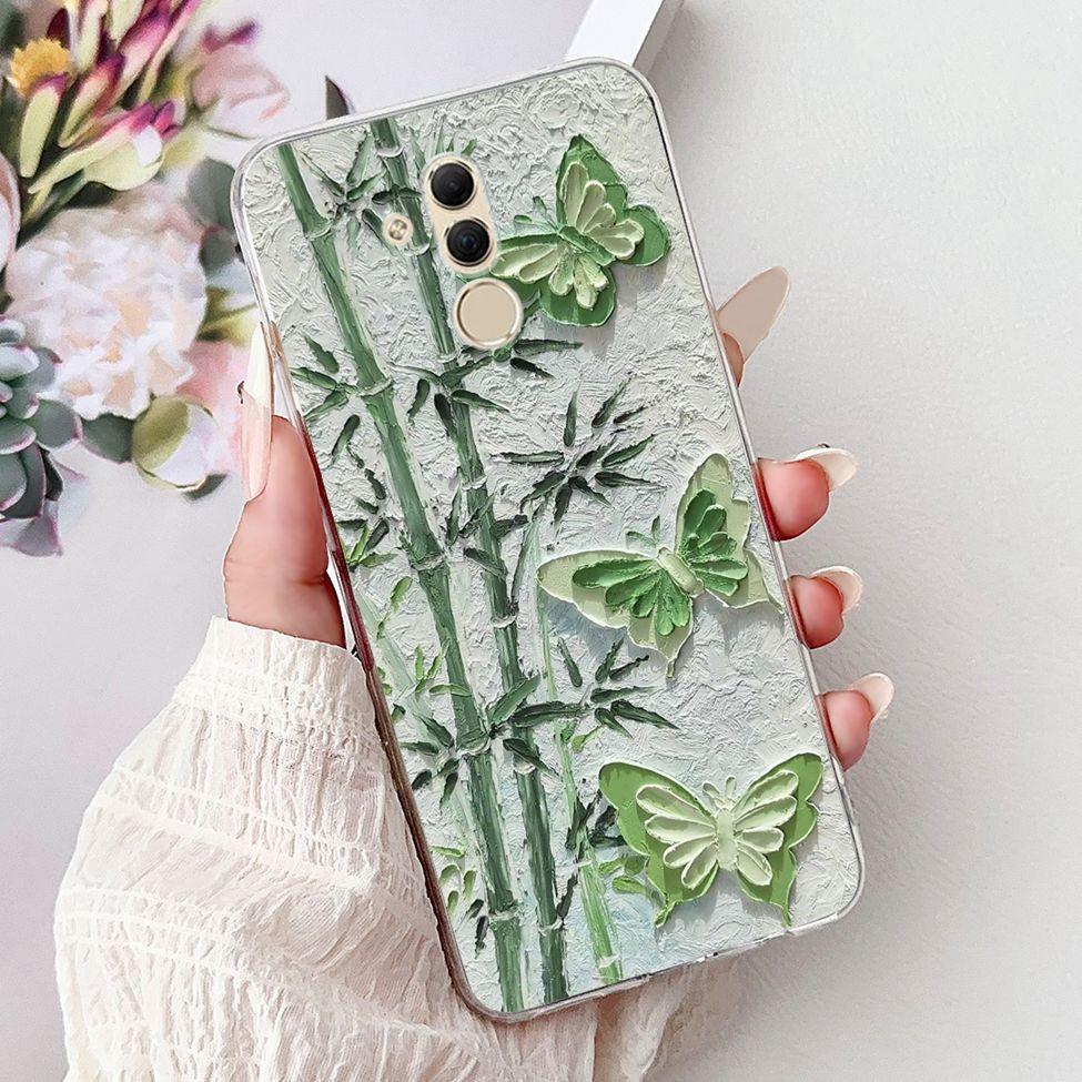 Clear For Huawei Mate 20Lite SNE-LX3 INE-LX2 Back Cover For Huawei Mate 20 Lite Case Cute Cartoon Cat Luxury Flowers Funny Funda