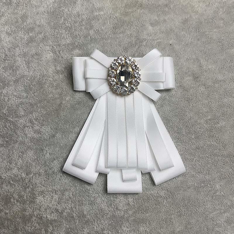 Французская Элегантная Брошь-Бант из Ленты Изысканная Черная Брошь-Корсаж Траурная Брошь Женские Заколки для Воротника Рубашки Аксессуары для Декольте белый