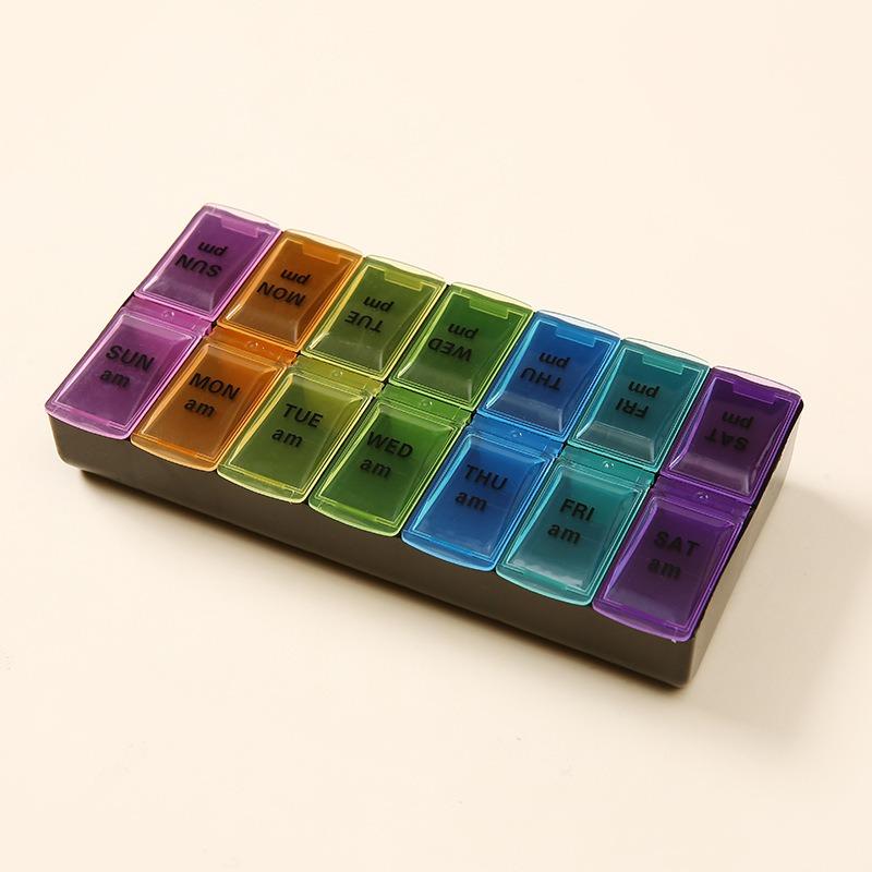 New Hot Premuim Portable Weekly Pill Organizer Case Box Storage Container 7 Day 2 Times 14 Grids for Vitamin Medicine Fish Oils
