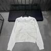 D Family 2025 Autumn/Winter Women's Knit Cardigan: Hollow Diamond Pattern, Letter Button, Long Sleeve, Loose Fit.