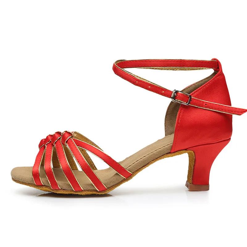 Ladies Girls Black Red White Satin Mid High Heel 5cm 7cm Satin Tango/Samba/Latin/Ballroom/Salsa Dance Shoes For Women