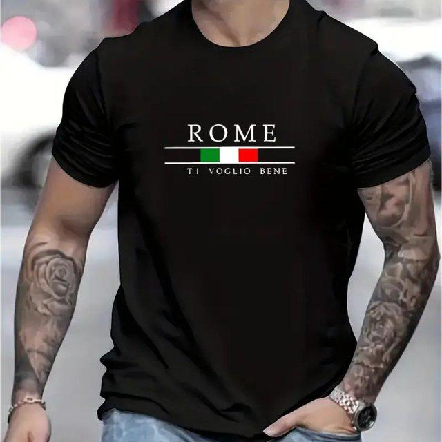 Men's T-shirts New Letter Print Pattern Short-sleeved Base Coat Round Neck Sweatshirt