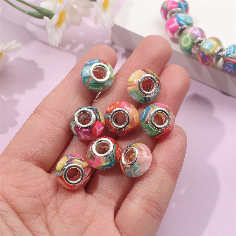 30/50/100pcs Letter Large Hole Beads European Craftsmanship Beads Large Hole Interval Beads DIY Jewelry Bracelet Necklace Earrings Jewelry Making