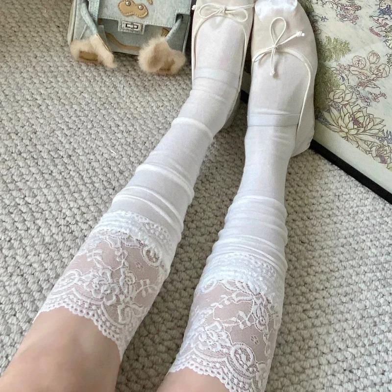 Sexy Medias Lace Up Long Knee Socks Women Over Knee Thigh High Stockings Fashion Ladies Girls Warm Sexy Blend Tights Black White