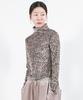 Deumakeu Leopard High-Neck Long Sleeve Tee - Beige