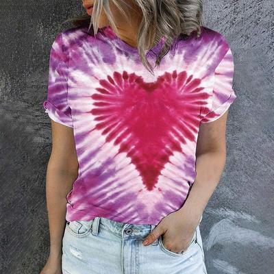 Color 3d Printed Love T-shirt, Women's Fashion, Crew Neck, Short Sleeve, Rainbow T-shirt, Clothing