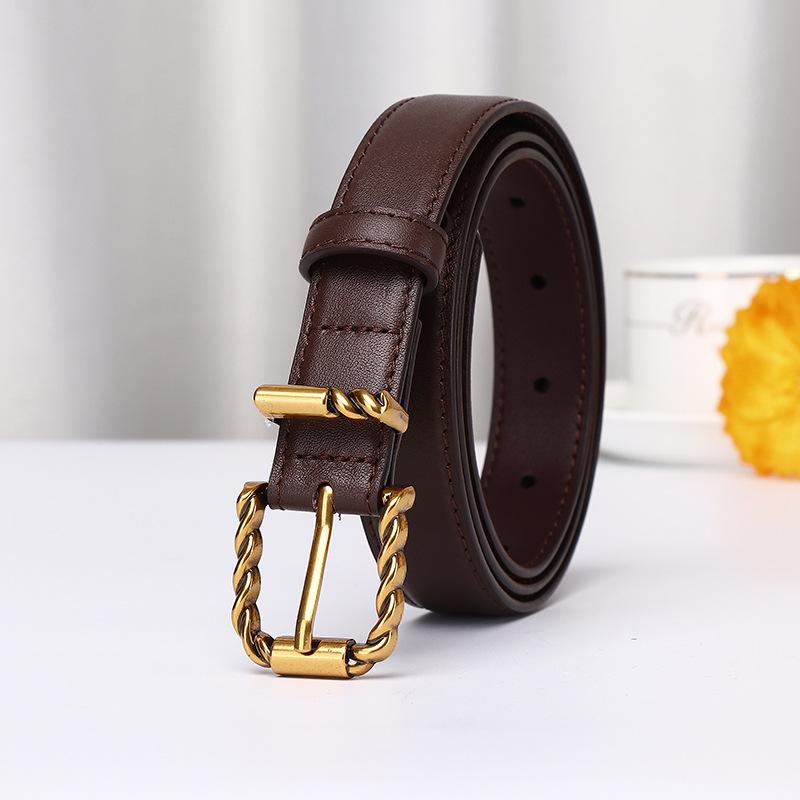 2.4Cm Wide Light Luxury Fashion High Sense Women'S Belt Simple Versatile Pin Buckle Casual Jeans Belt Women'S