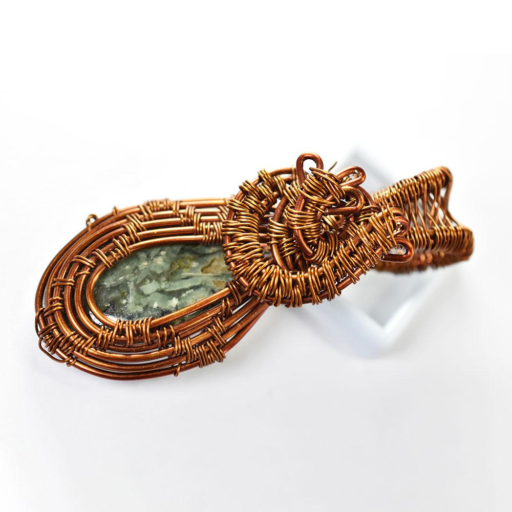 Quality 84 ct Natural Jasper Oval Cut Copper Wrapped Pendant Gemstone Jewelry Gift
