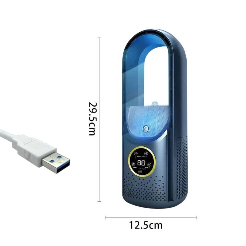 

Mini Desk Quiet Fan Portable Bladeless Air Multiplier Silent Home Personal Cooling Fan Office Table Timed Cooler 6 Speeds синий