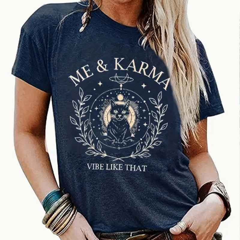 T-shirt da Donna alla Moda con Stampa Gatto Principessa Divertente Casual Girocollo Maniche Corte T-shirt Estiva da Donna