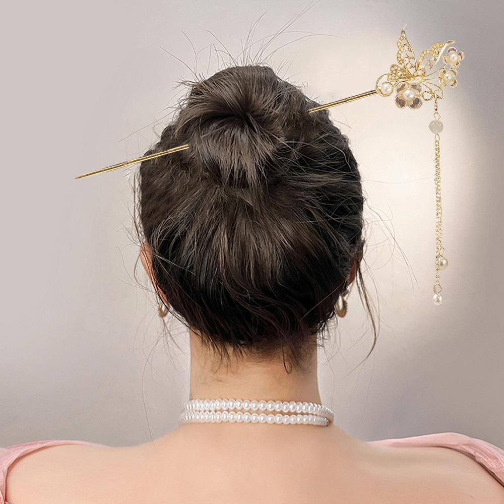 Nationalstil Perle Blume Quaste Quaste Quaste Anhänger Hanfu Accessoire Haarnadel Weiblich Neu Chinesisch Antiker Stil Glockenblume Haarnadel