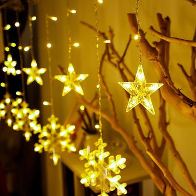 LED Snowflake Christmas String Lights, 220V Plug-In, Colorful Decorative Curtain Lights for Holiday Scenes