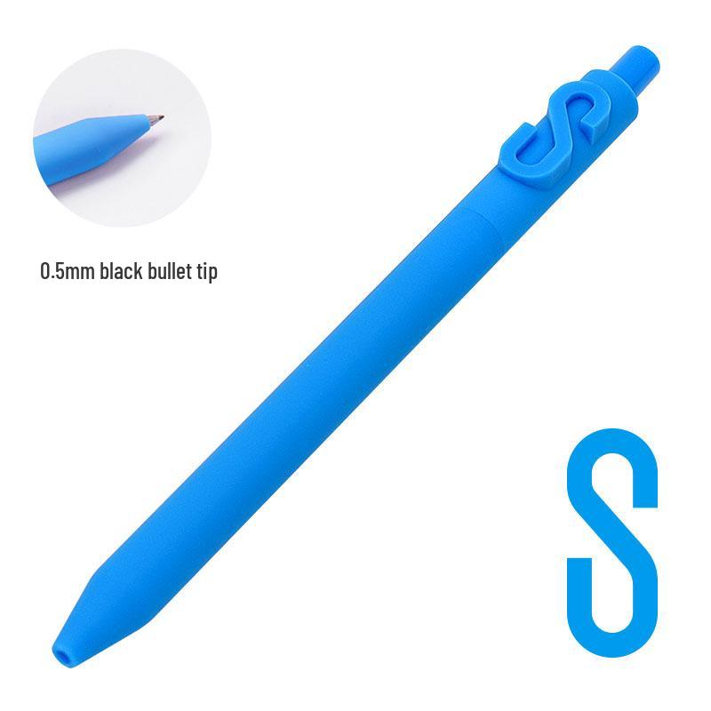 Shuyuan Black Gel Pen - Push-Button, Student Use, Minimalist Design, Candy-Colored Silicone Barrel.