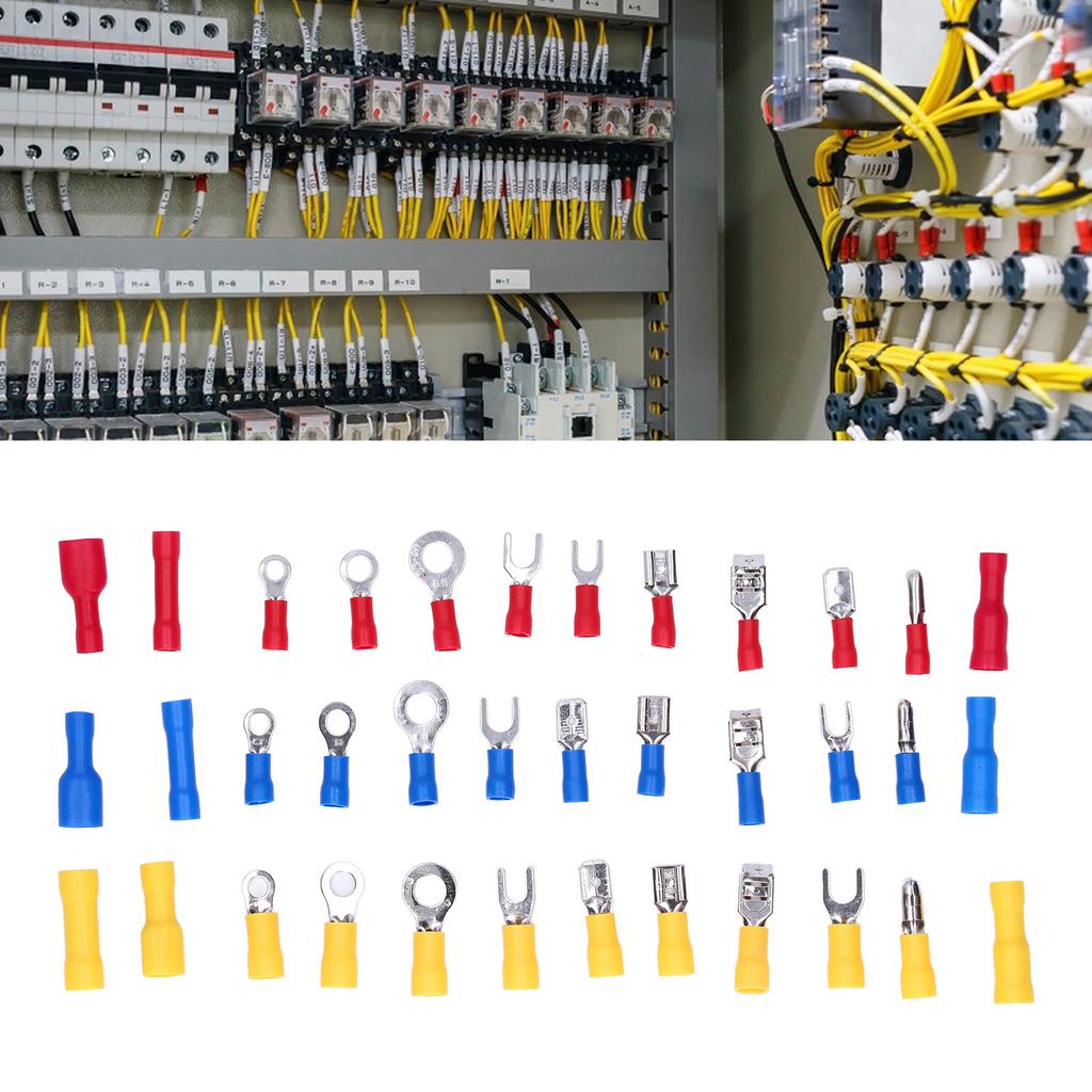540Pcs/Set Mixed Crimp Terminals Copper PVC Quick Disconnect Electrical Wire Connectors for Computer