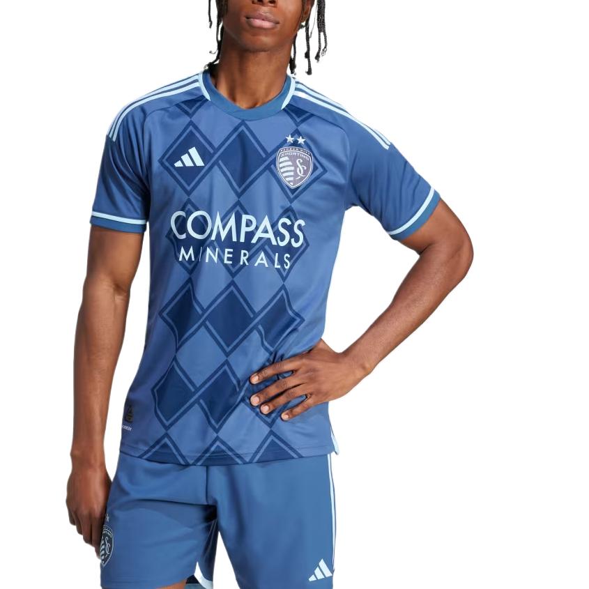 Adidas Sporting Kansas City Comfortable Casual Simple Versatile Soccer Jersey Men tops Night-Ocean HZ6195