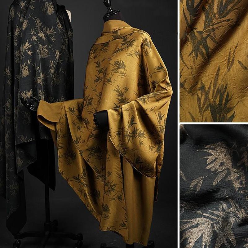 Chinese Style Bamboo Pattern Bronze Satin Brocade Fabric Imitation Acetic Acid Fabric For Diy Sewing Dress Cheongsam Hanfu