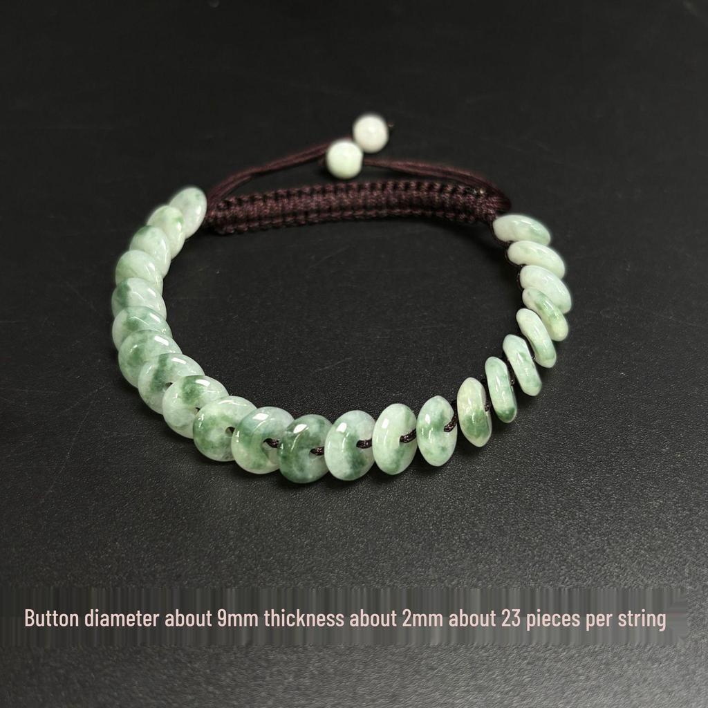 Hand-Woven A-Grade Burmese Jade Ping An Kou Bracelet with Ice Seed and Floating Flowers for Men and Women