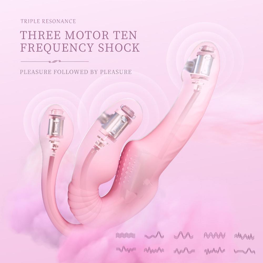 Strapless Strap On Dildo Vibrators for Women Three Head Vibrating Penis Dildo for Lesbian Erotic Adult Sex Toys for Couples 18+
