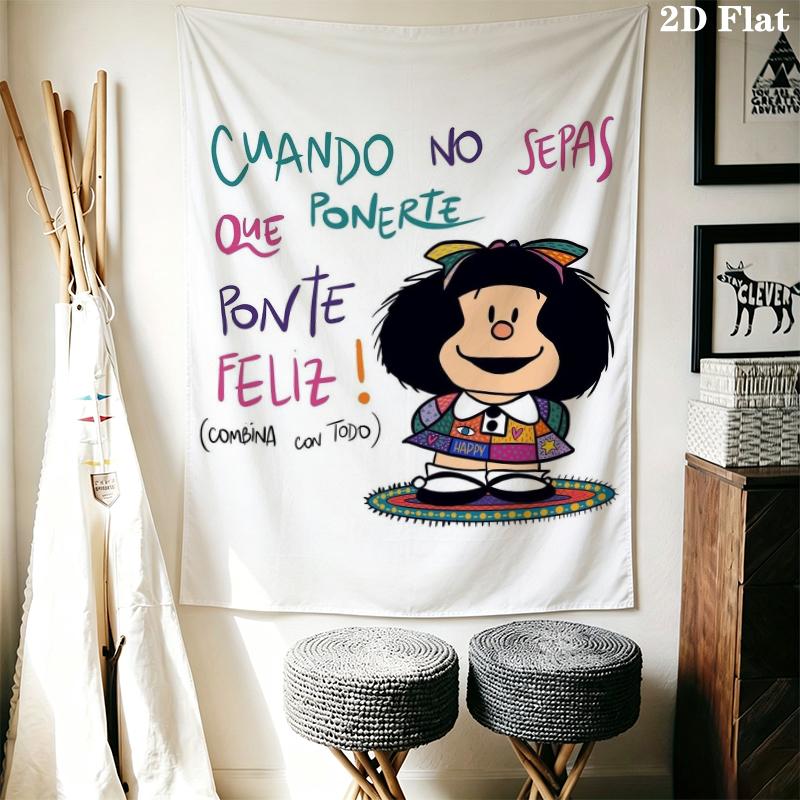 Mafalda Wall Tapestry Aesthetic Wall Hanging Printed Fabric Blanket Decorative Tapestries for Bedroom Living Room Home Decor