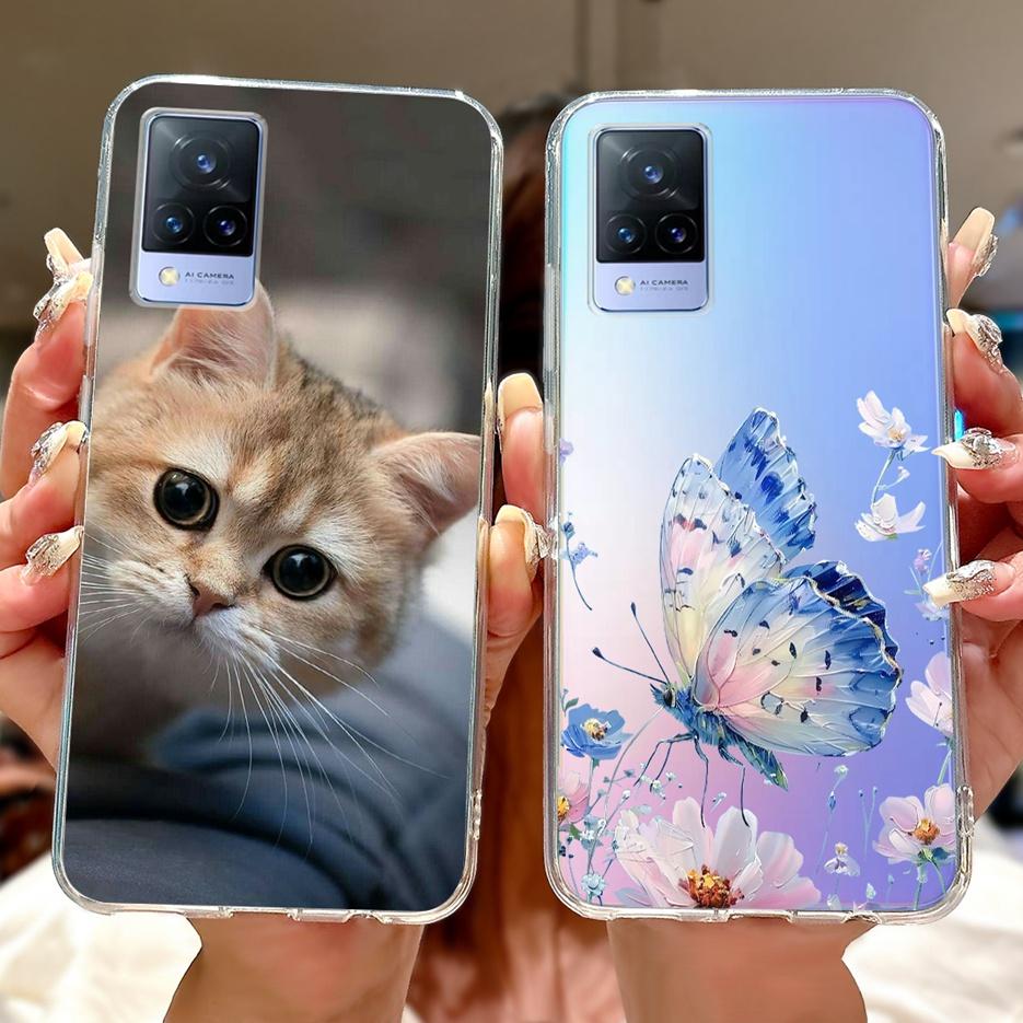 For Vivo V21 4G Case V2066 V2108 New Luxury Flowers Painted Cover Soft Slim Phone Case For Vivo V21e V2061 V 21 VivoV21 e Fundas