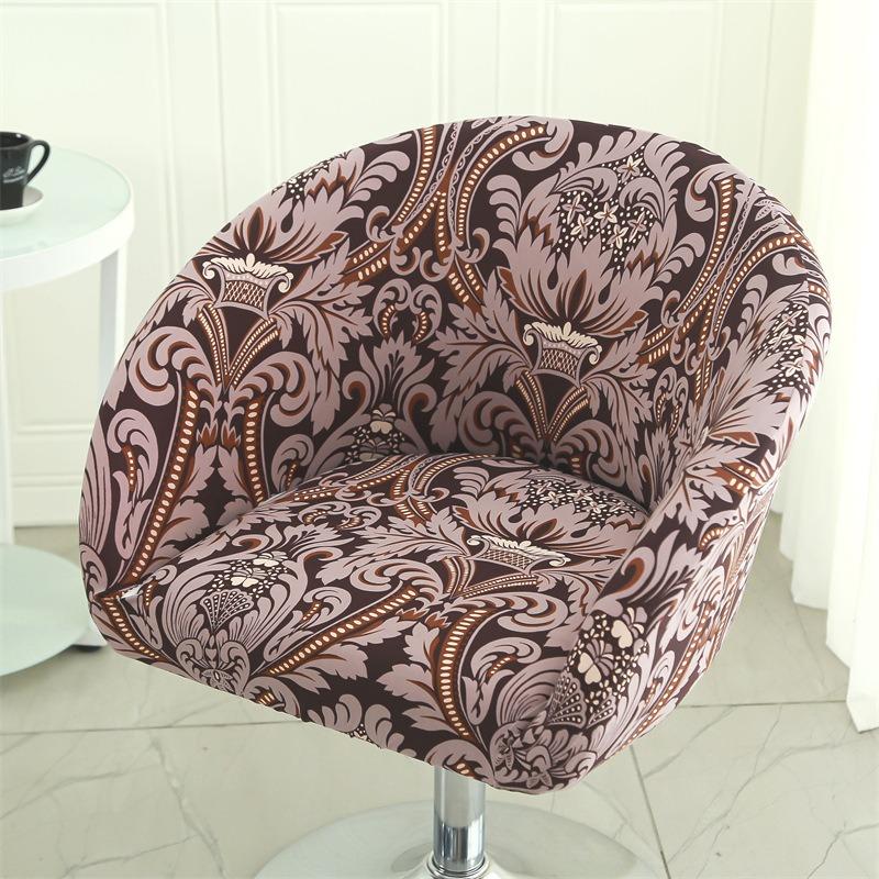 Dustproof Curved Chair Cover Short Back Printed Arc Armchair Slipcovers Dining Chairs Covers Elastic Natal Pokrowiec Na Krzeslo