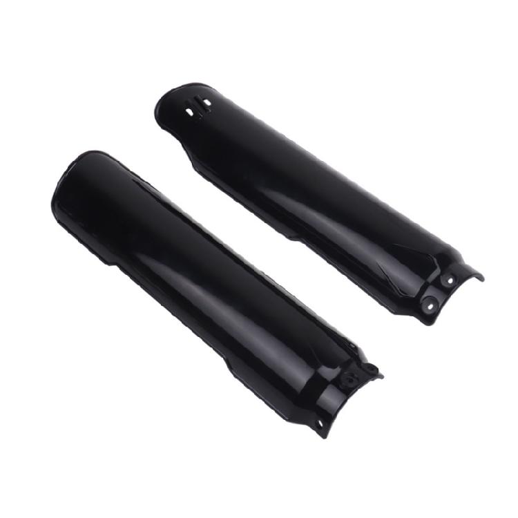 Front Fork Cover Set, Black Replacement Guards with Lower Fork Area Coverage, Molded Plastic Build, and Left Right Pair Format for Daily Use