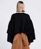 Double Standard Clothing Volume Sleeve Cropped Pullover, Women's, Black, 0208-080-244
