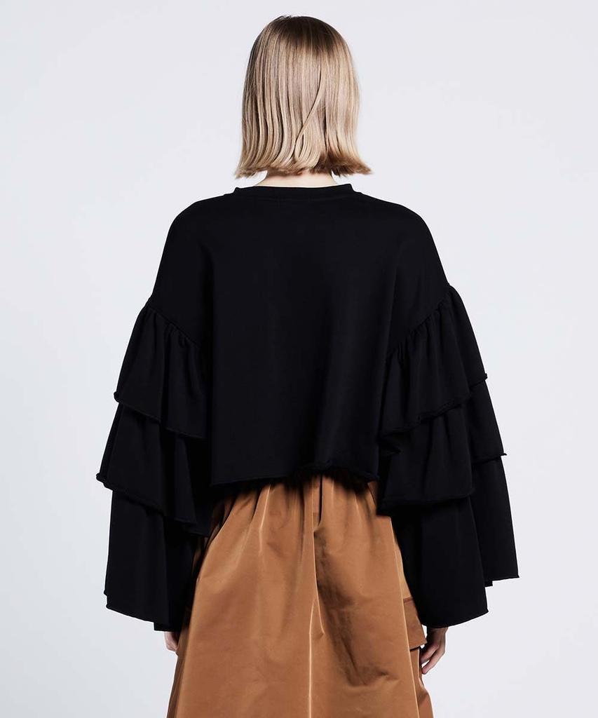 Double Standard Clothing Volume Sleeve Cropped Pullover, Women's, Black, 0208-080-244