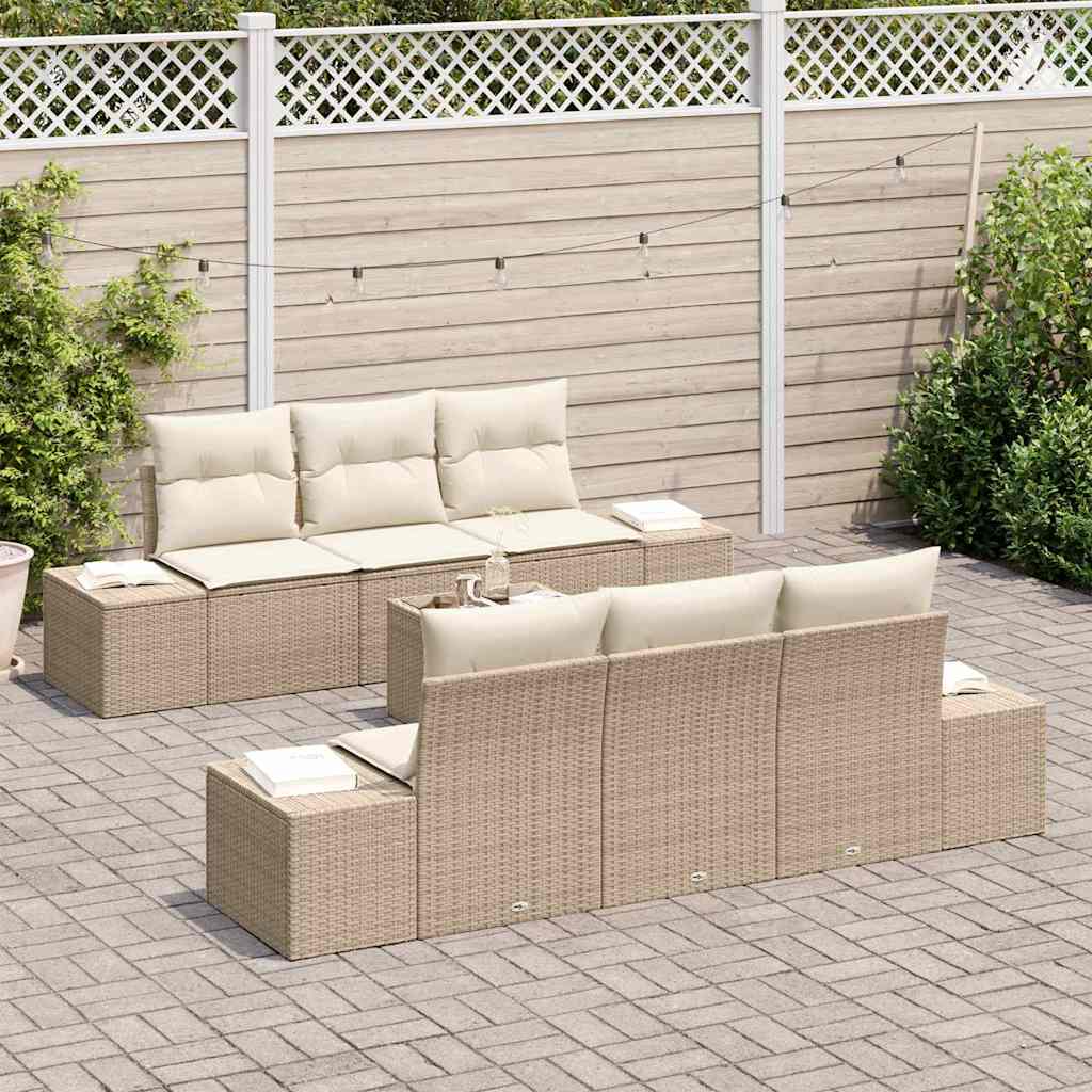 Garden Sofa Set with Cushions 8 Pcs Beige and Cream Poly Rattan