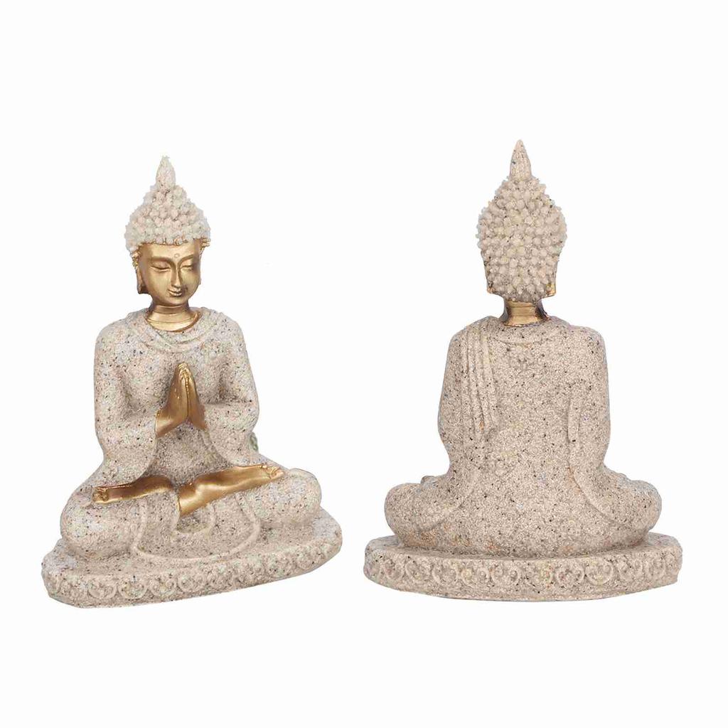 Meditating Seated Buddha Statue Carving Figurine Craft for Home Decoration Ornament (A Gold)