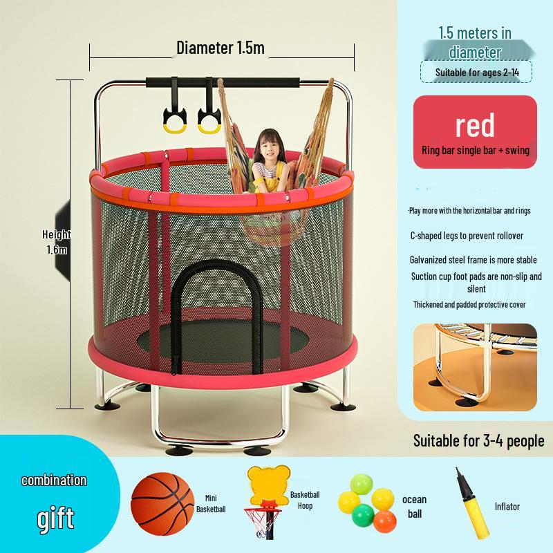 Indoor Family Trampoline with Safety Net for Kids and Adults