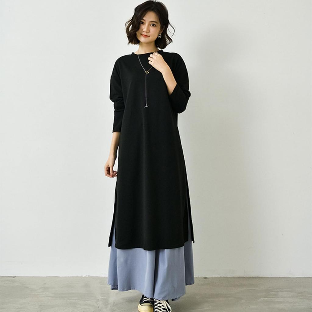 Formemory Long Knit Long Sleeve Casual Tunic Maxi Top with Layered Loose Fall Dress for Everyday Free Women's Dress, Look, Ruffles, Fit, Elegant,