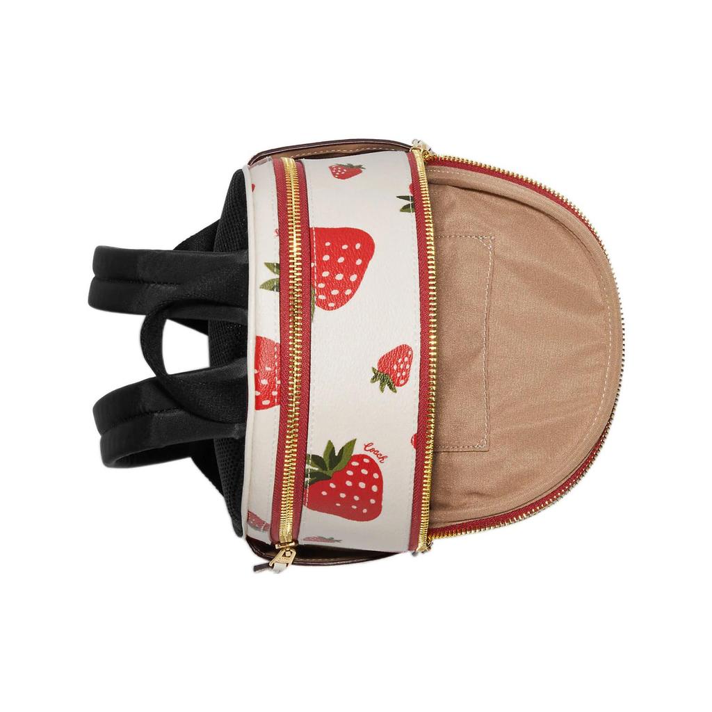 New COACH Court Coated Canvas With Pebbled Leather Backpack Mini Women's White/Red CH328-IMCAH