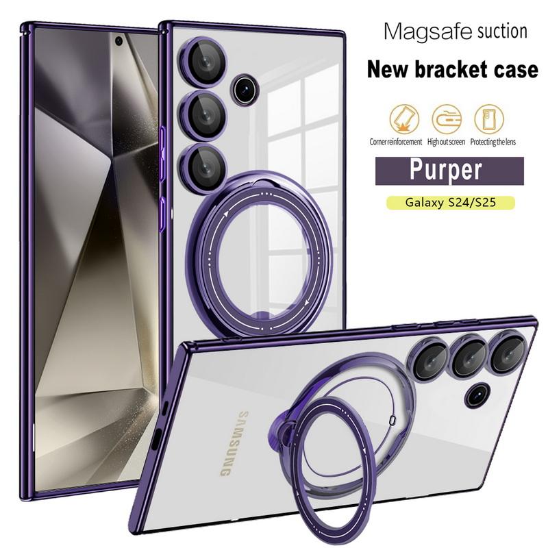 

Прозорий Бездротовий Зарядний Чохол для Телефону для Samsung S25 Ultra S24 FE S23 S22 A16 A56 A36 A55 A15 A35 Тонкий Прозорий Ударостійкий Магнітний Чохол-Тримач Samsung S25 Plus фіолетовий