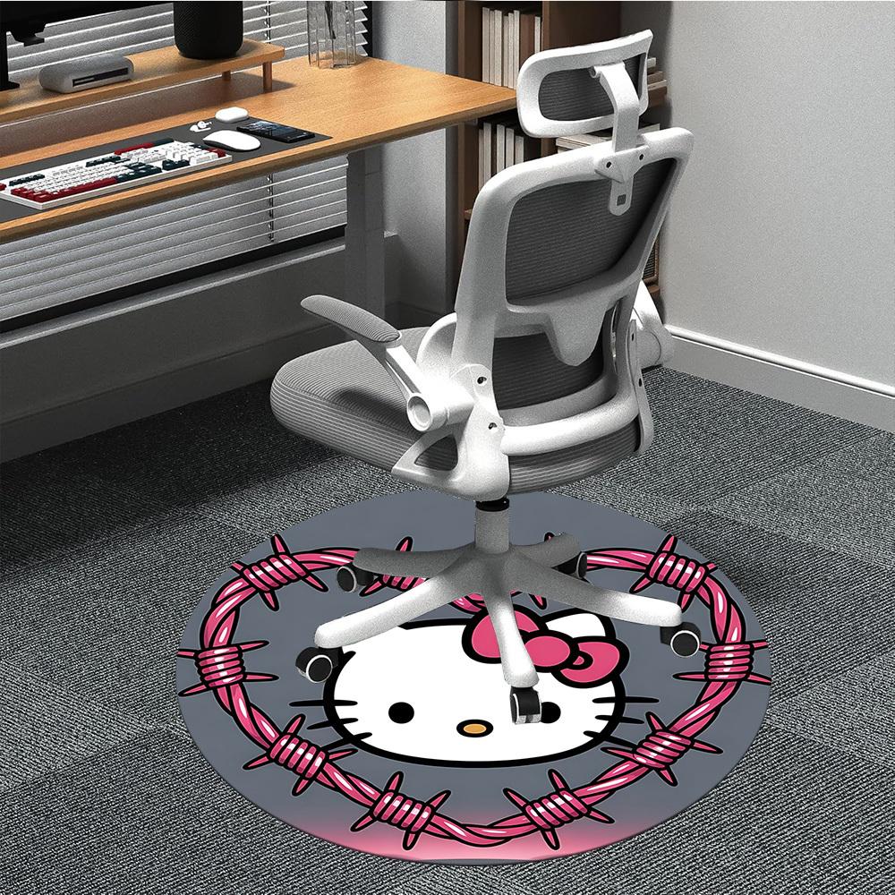 

1 шт. Ковер-сиденье Hello Kitty для офиса, нескользящий, машинная стирка, ковер для офиса, комнаты, праздничный декор на Рождество, день рождения, полиэстер 80cm