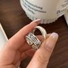 Korean Retro Distressed Letter Ring for Women, Niche Design, Adjustable Index Finger Ring