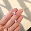 Beixi S925 Sterling Silver Snowflake Earrings with Exquisite Rhinestone Zirconia for Women - Cute, Fashionable Japanese Korean Style