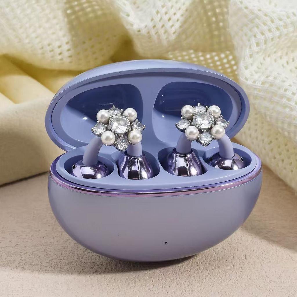 Earbuds FreeClip Borboleta Diamante Clipe de Orelha: Brinco Feminino Elegante, Luxuoso, de Alta Classe