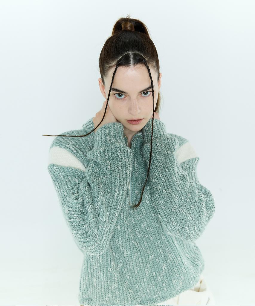LARTIGENT L6 Colorblock Half Zip Knit(Mint)