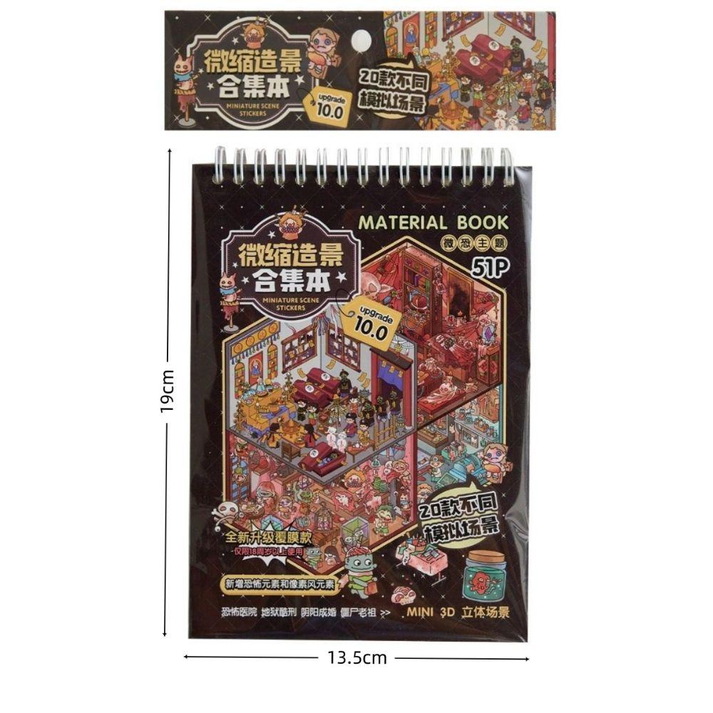 Horror Theme Cabin Scene Stickers PET Pocket Toy Game Book Visual Stacking Sticker Creative Play