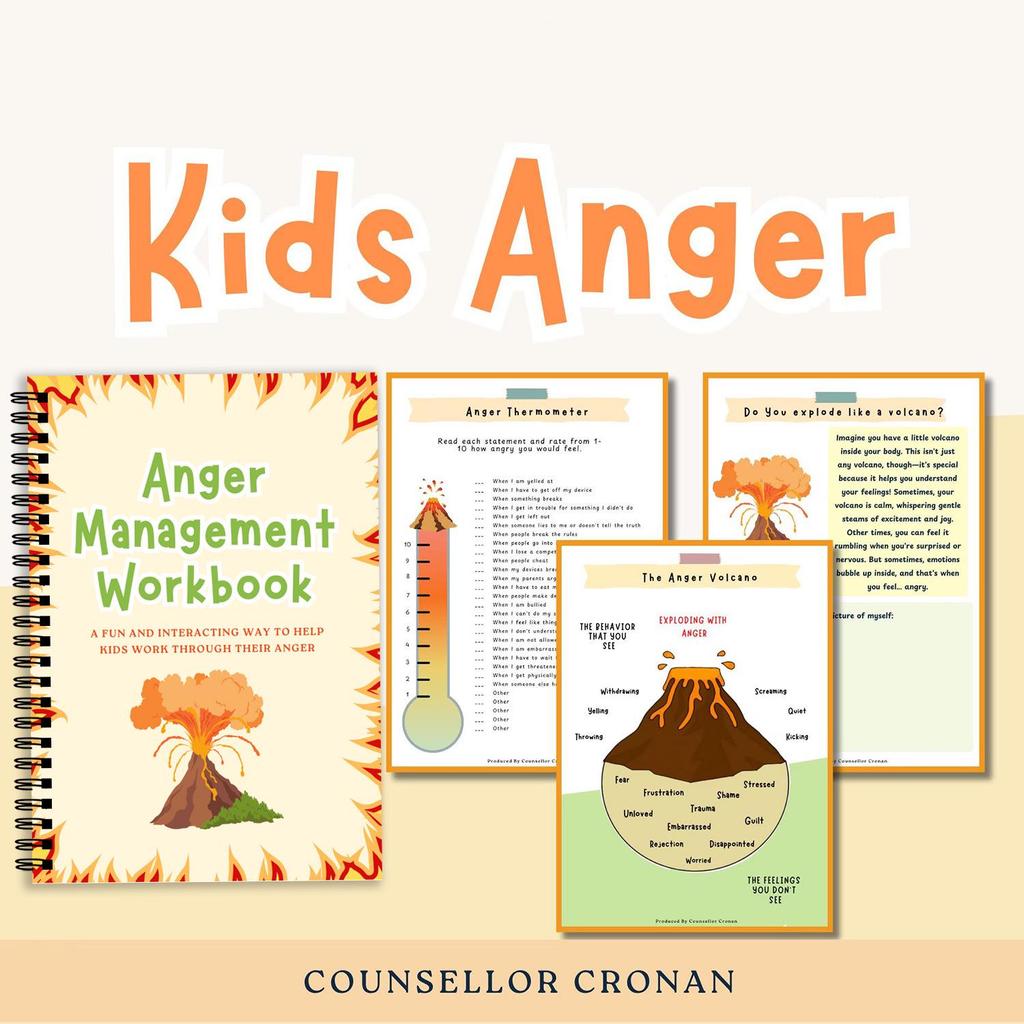 Children's Volcano Emotion Regulation Workbook: Spiral-Bound Anger Management and Creative Counseling Notebook