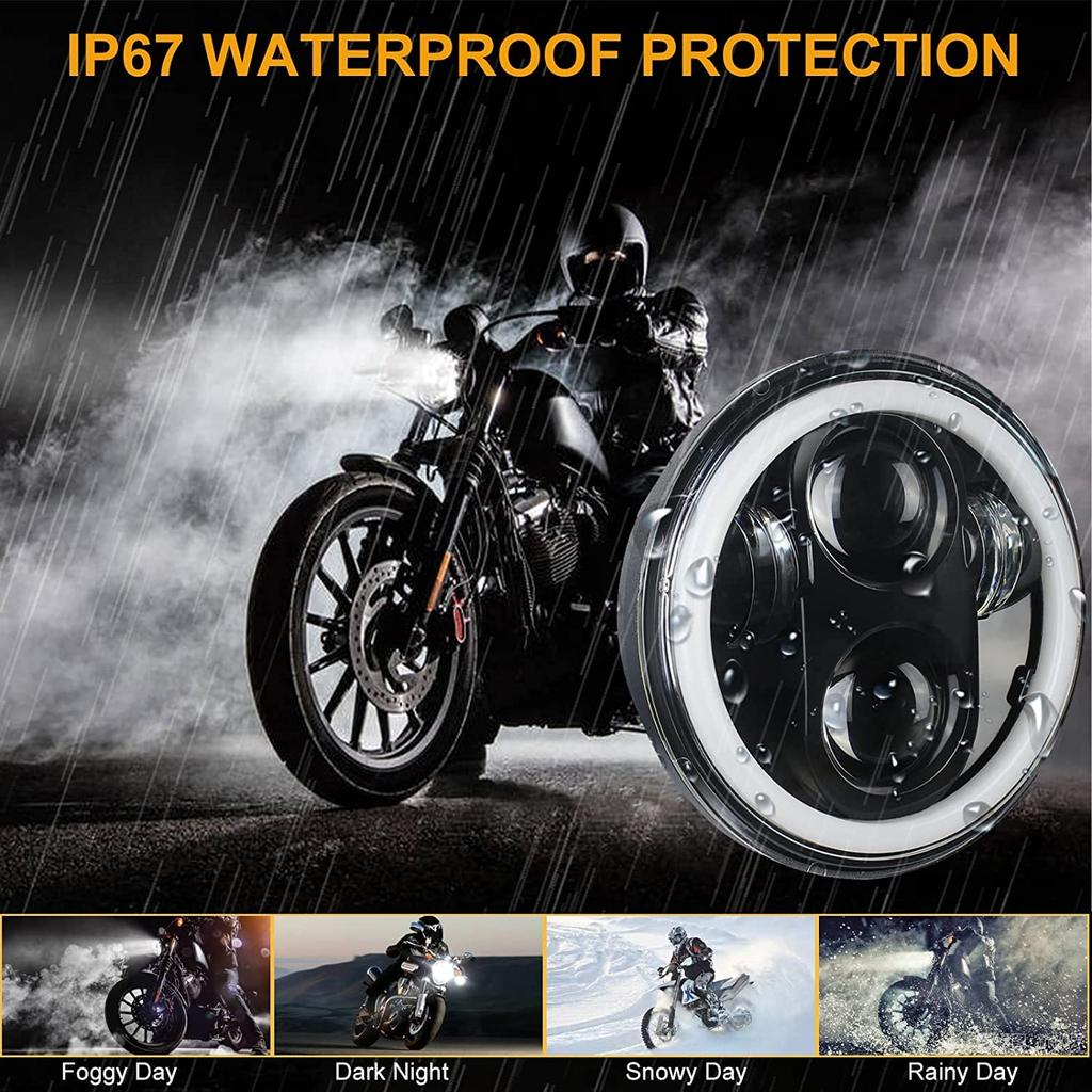 Uhonour 5.75-inch Headlight, Harley LED Headlight, Hi/Lo Beam with Squid Ring, IP67 Waterproof, Harley LED, Dyna, Sportster Headlight,
