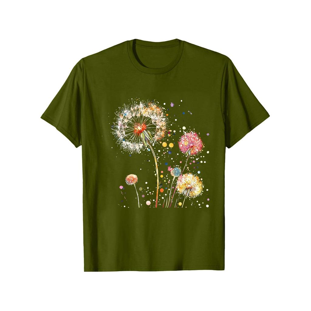 Damska modna koszulka z okrągłym dekoltem i krótkim rękawem, z nadrukiem, pulowerem