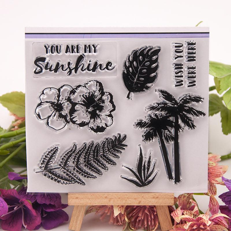 Coconut Trees Beach Прозрачный Прозрачный Силиконовый Штамп / Печать DIY Скрапбукинг Декоративный Прозрачный Штамп 1PCS