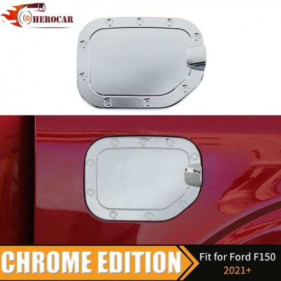 Chrome Gas Cap Cover Fuel Filler Door Tank Trim for Ford F150 + Accessories