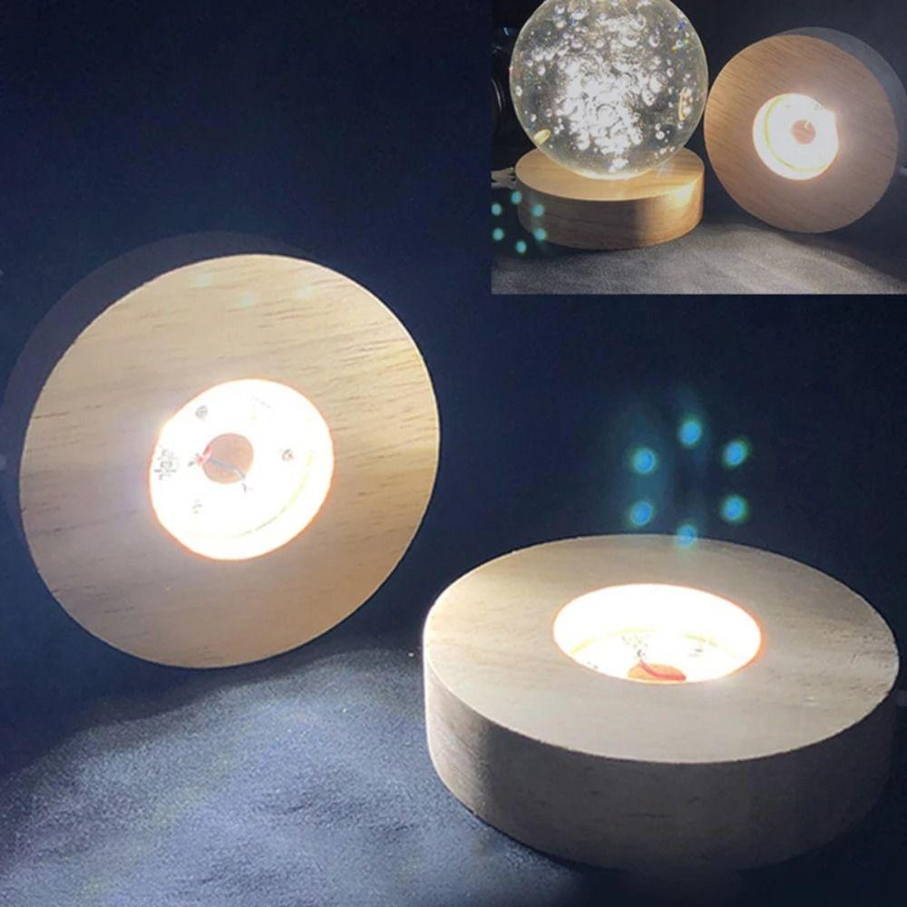 USB Art Display Holder Wood LED Light Dispaly Base DIY Night Lamp Base  Bedroom