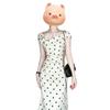 Seaside vacation waist long dress polka dot suspender white dress children's summer leisure new