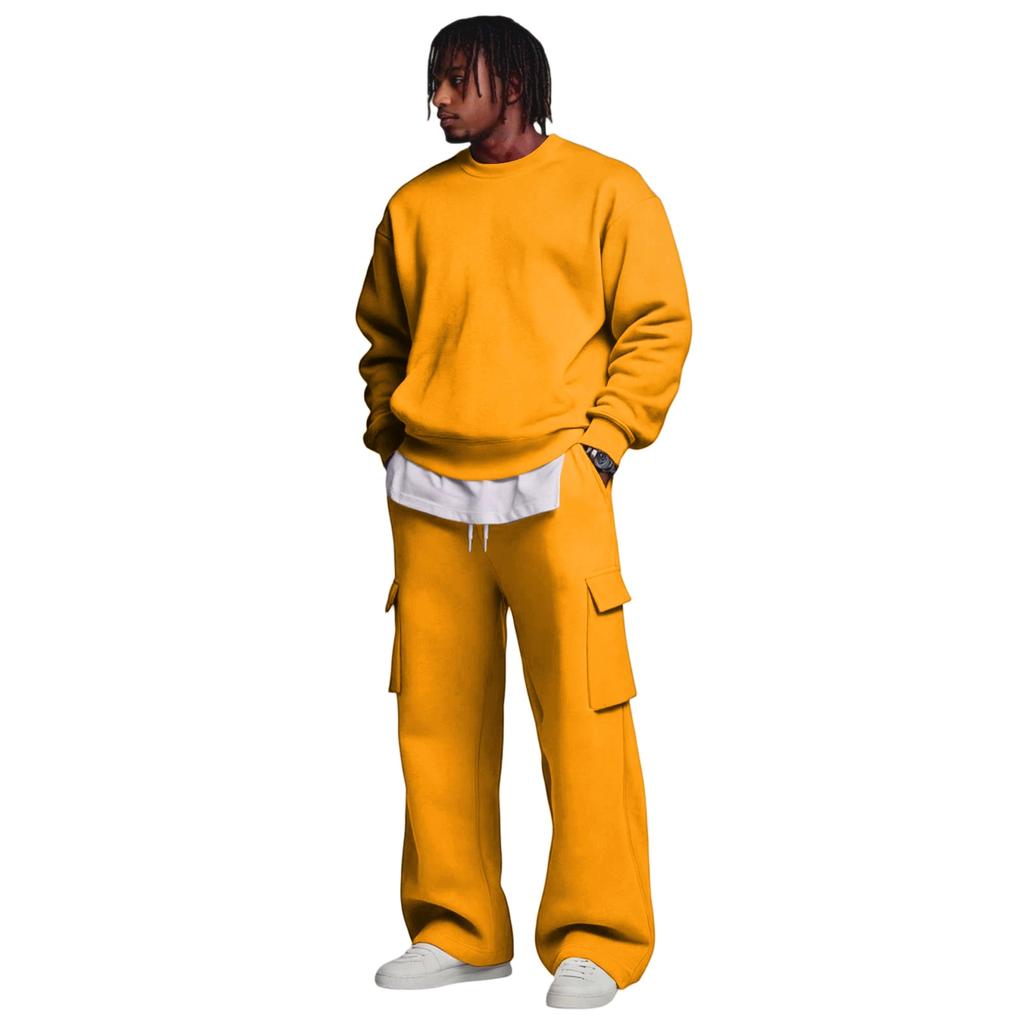 Herren Layer Sweatshirt und Cargohosen Set mit elastischem Bund